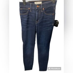 Madewell Women 9In High Rise Skinny Denim Jean Sz 23 Dark Blue Wash Stretch E2